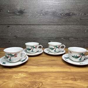 Villeroy & Boch Holly Luxembourg Cup & Saucer Set Of 4
